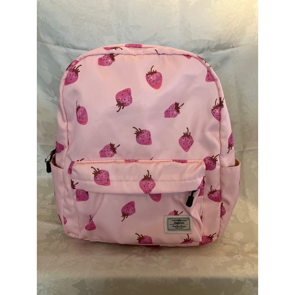 My Green Original Design Backpack Pink Strawberries